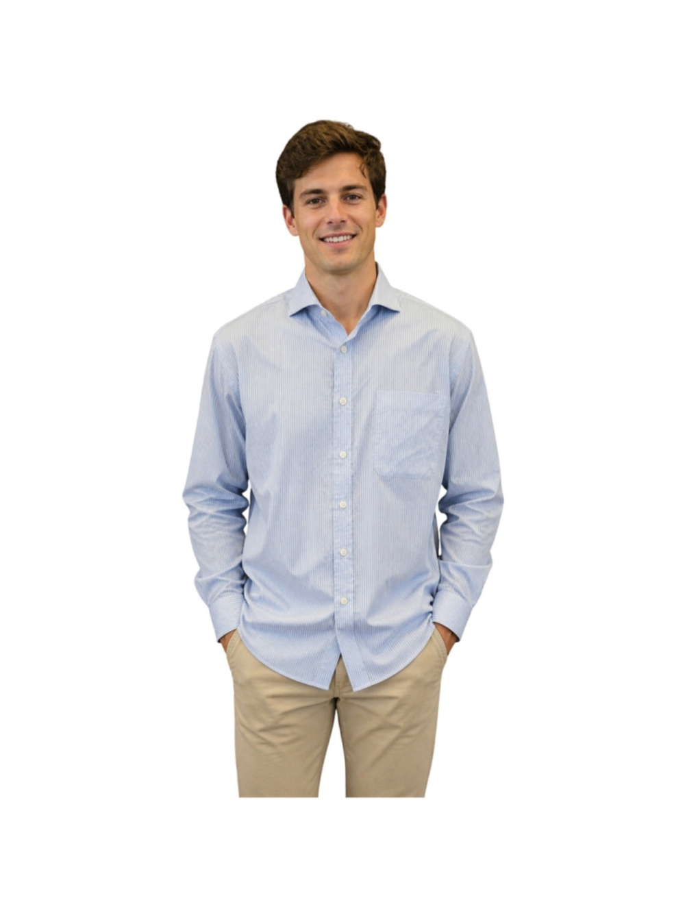 Neiman Marcus Blue Classic Fit Button Up Dress Shirt Size 16 34/35
